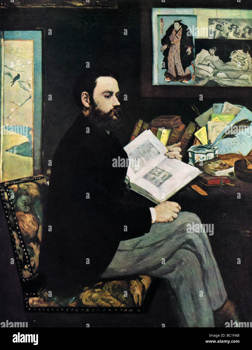 Emile Zola (1840-1902), French novellist, 1868.Artist: Edouard Manet Stock Photo