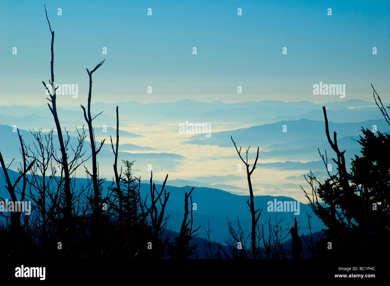 Beautiful view looking over mountains, Great Smoky Mountains National Park Stock Photo