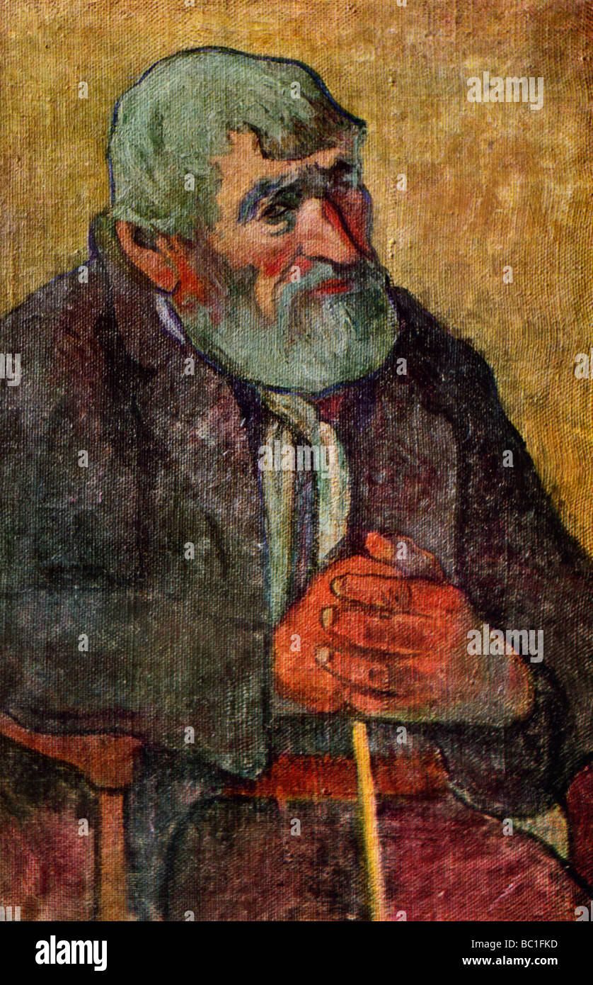 'Portrait of an Old Man with a Stick', 1889-1890 (1939).Artist: Paul Gauguin Stock Photo