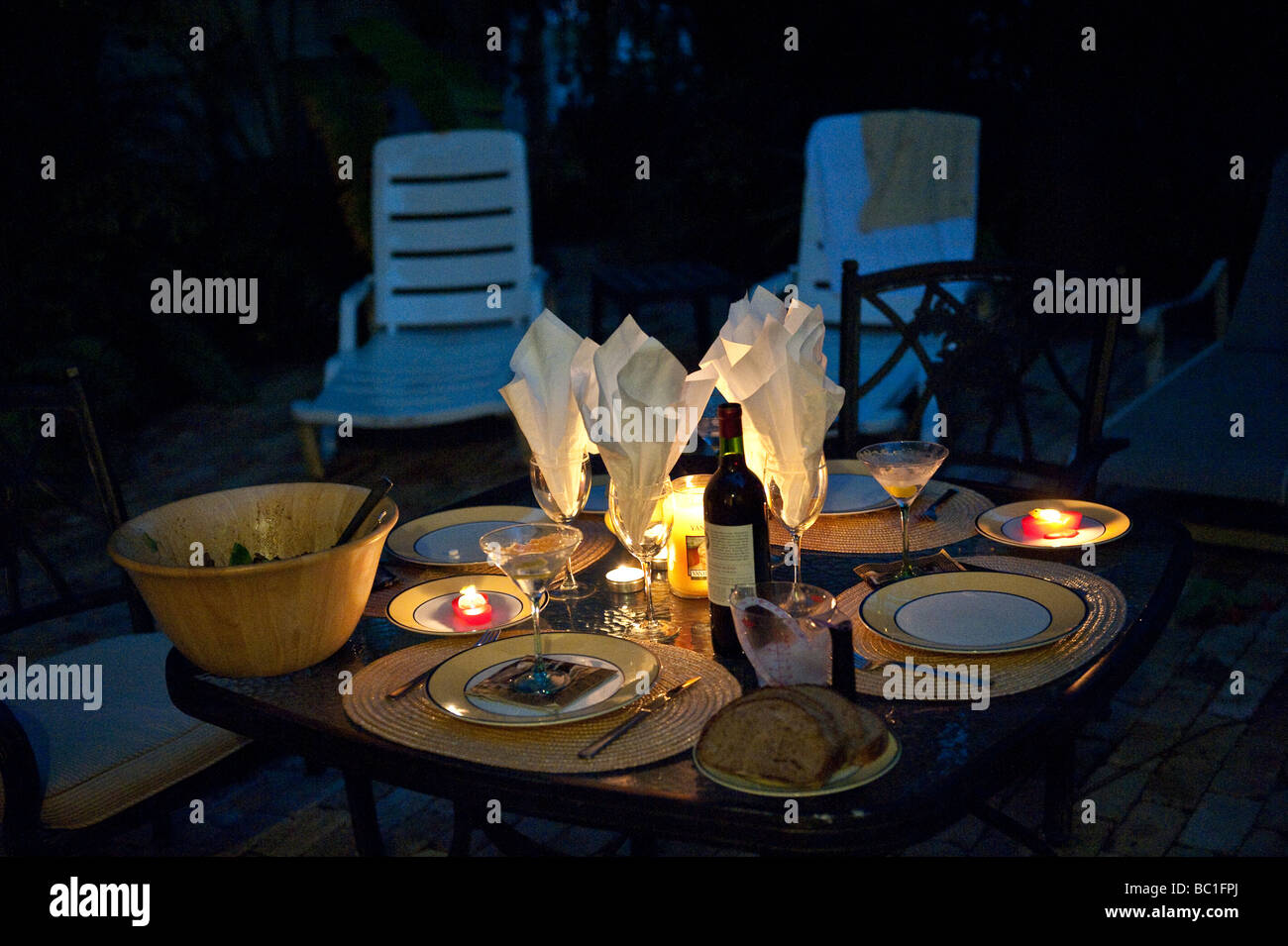 Late dinner outdoor in Key West Florida Stock Photo