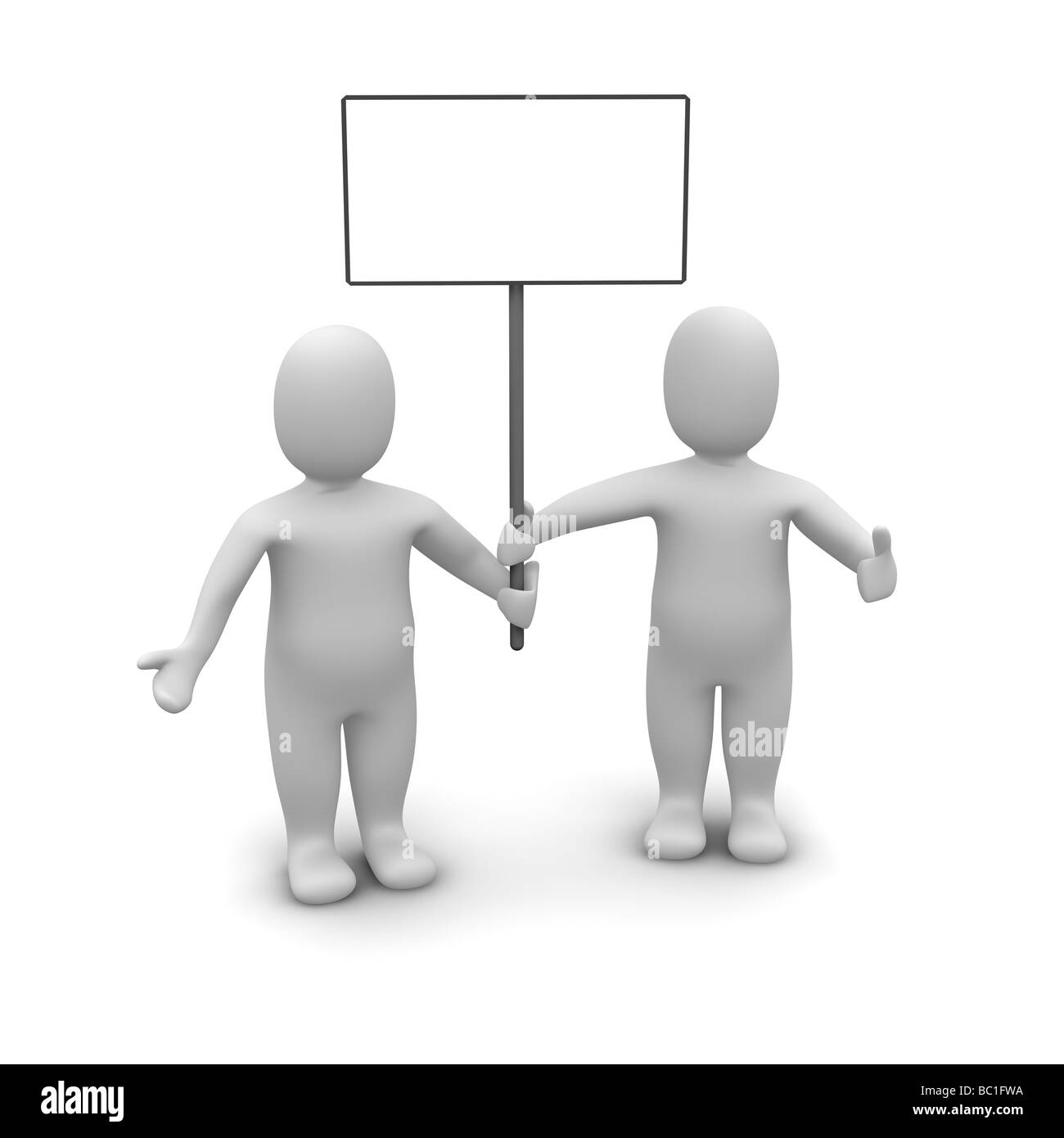 Two mens holding poster Stock Photo - Alamy