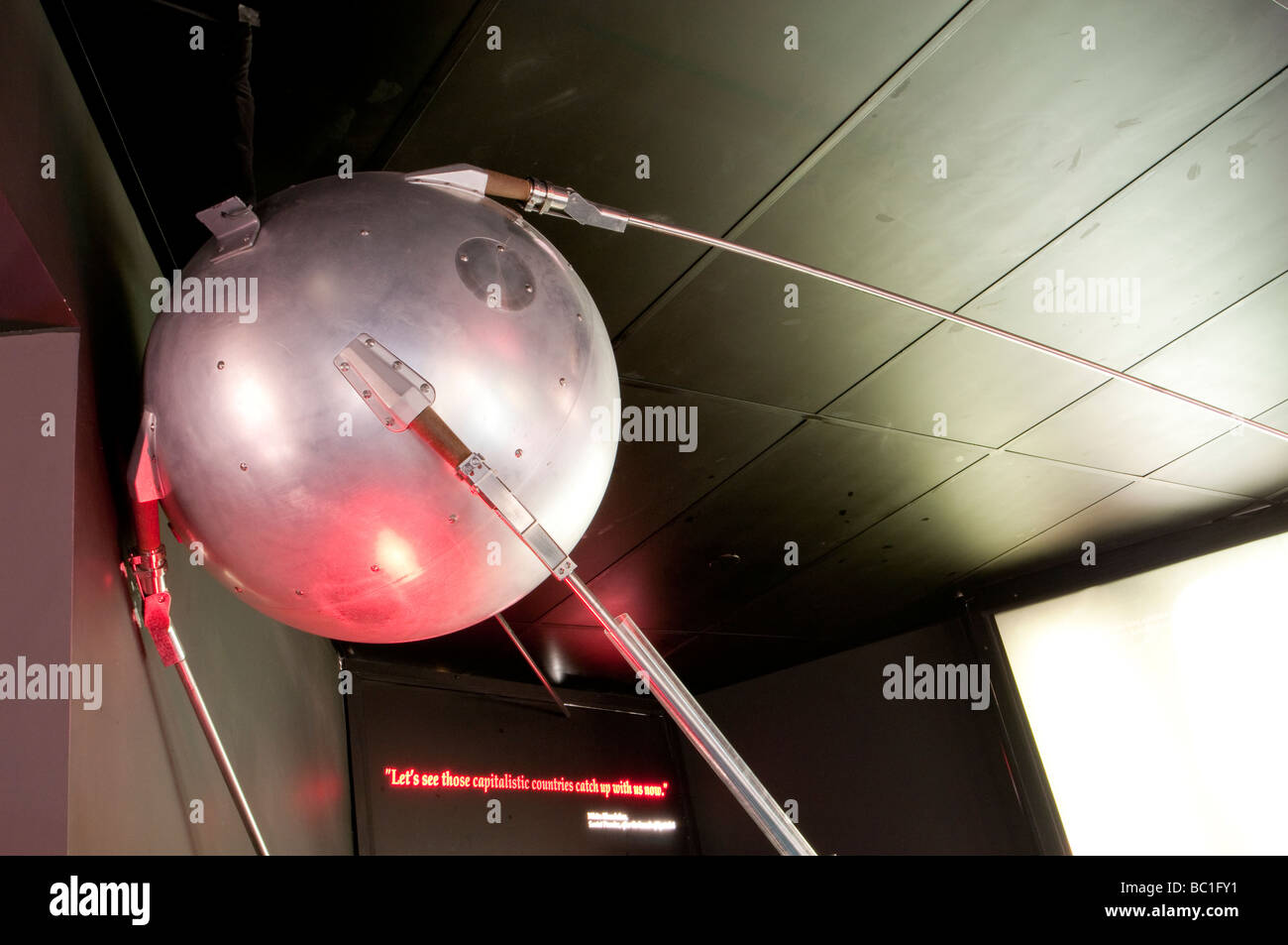 Sputnik I flight-ready backup satellite, Kansas Cosmosphere and Space Center, Hutchinson, Kansas. Stock Photo