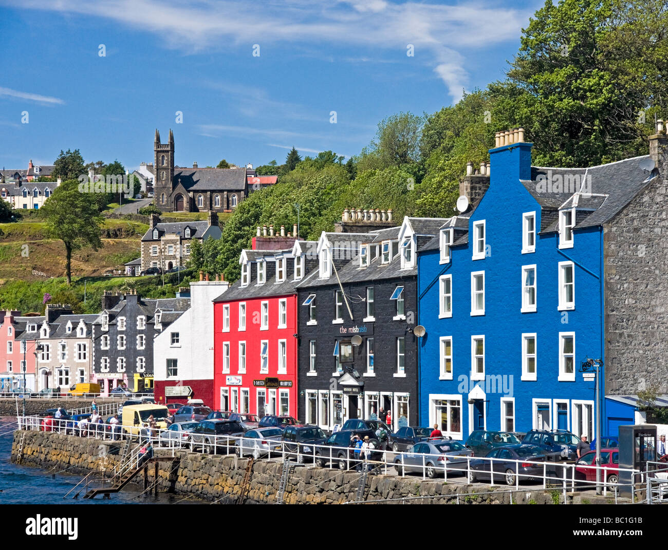 Harbour view of Tobermory on Mull in Scotland with colourful houses