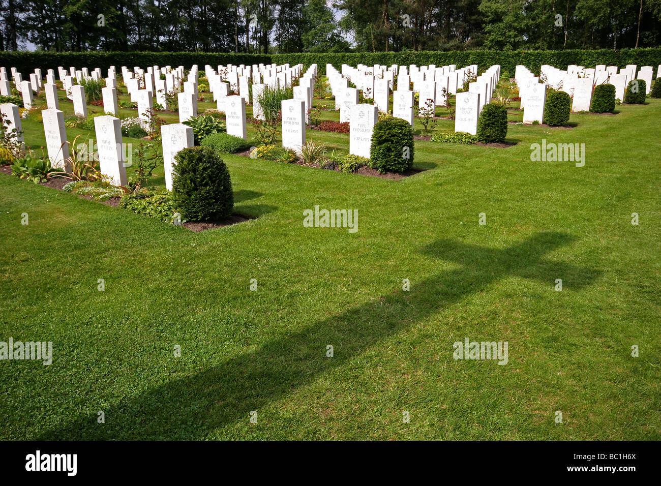 The commonwealth war graves cemetery on Cannock Chase containing the remains of several nations soldiers who died in the UK. Stock Photo