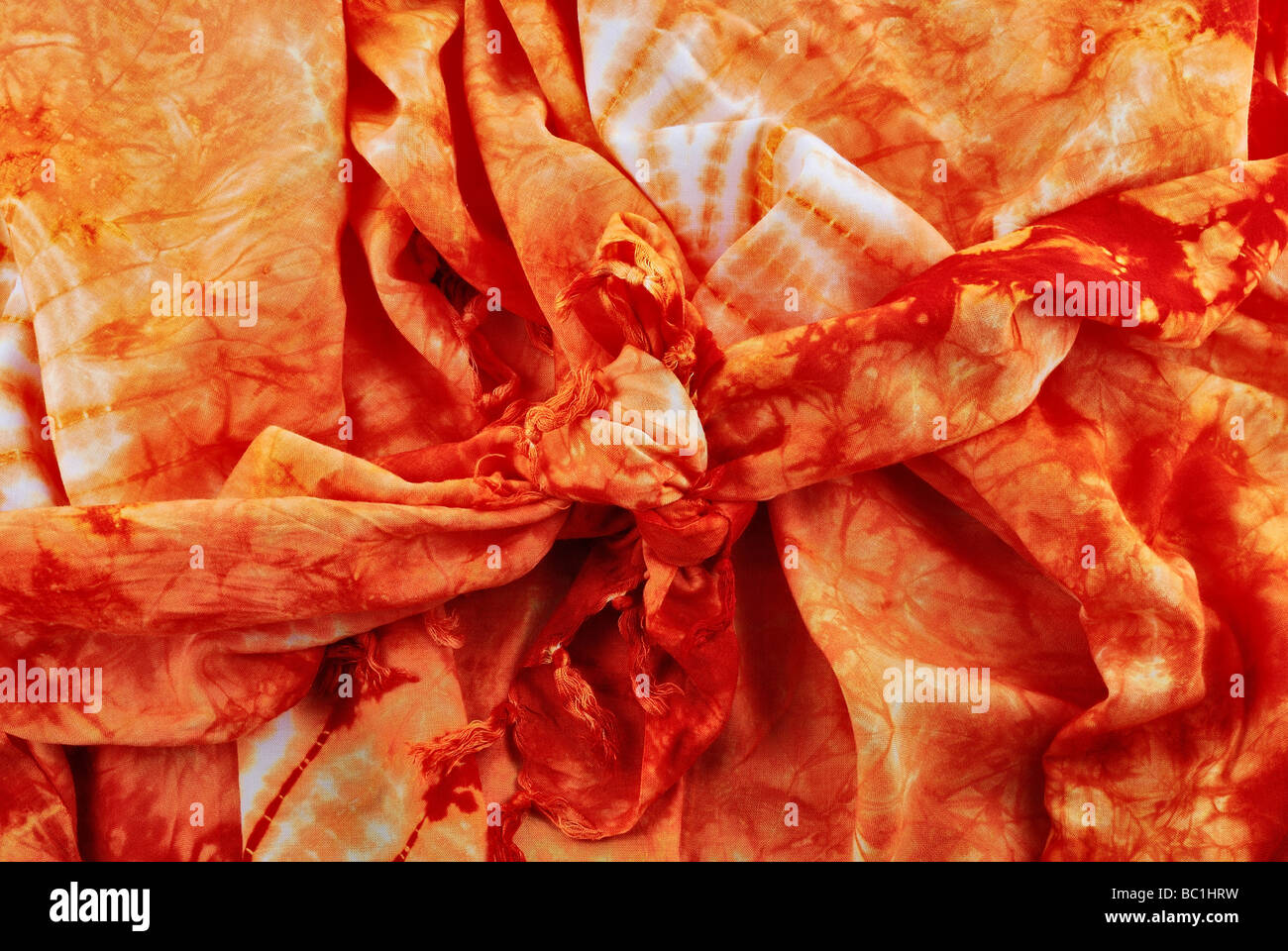 orange decorative fabric with an abstract pattern Stock Photo