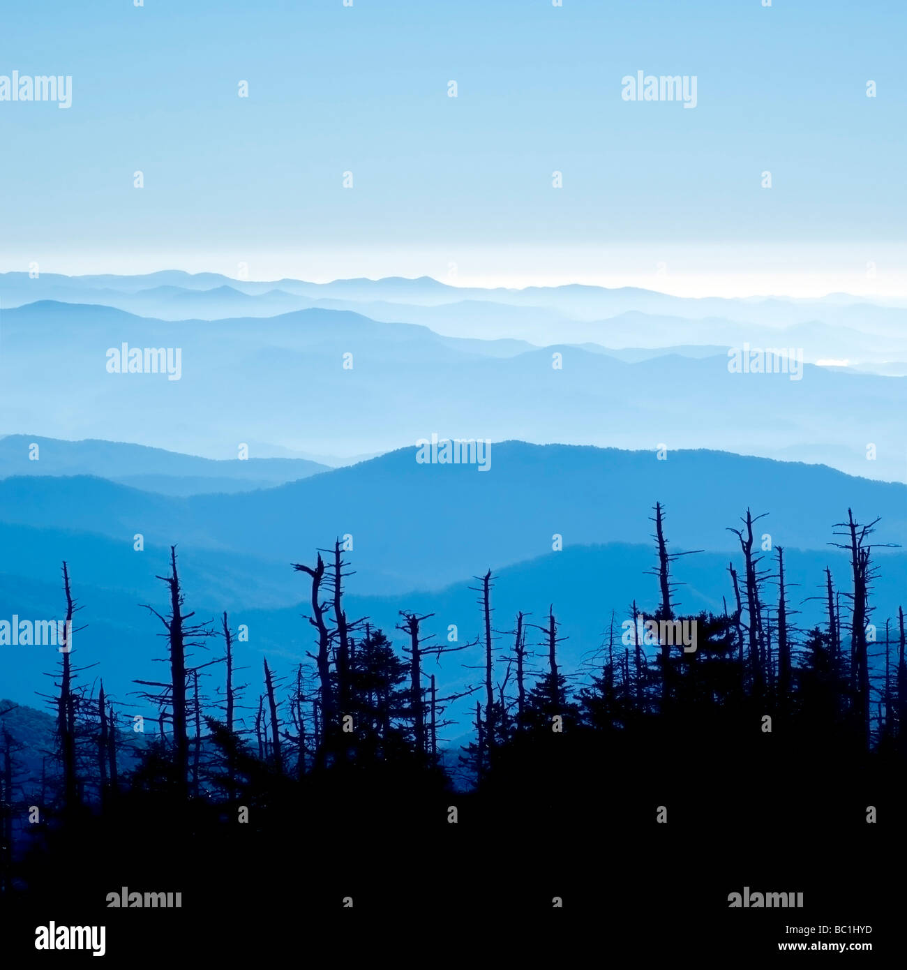 Beautiful view looking over mountains, Great Smoky Mountains National Park Stock Photo