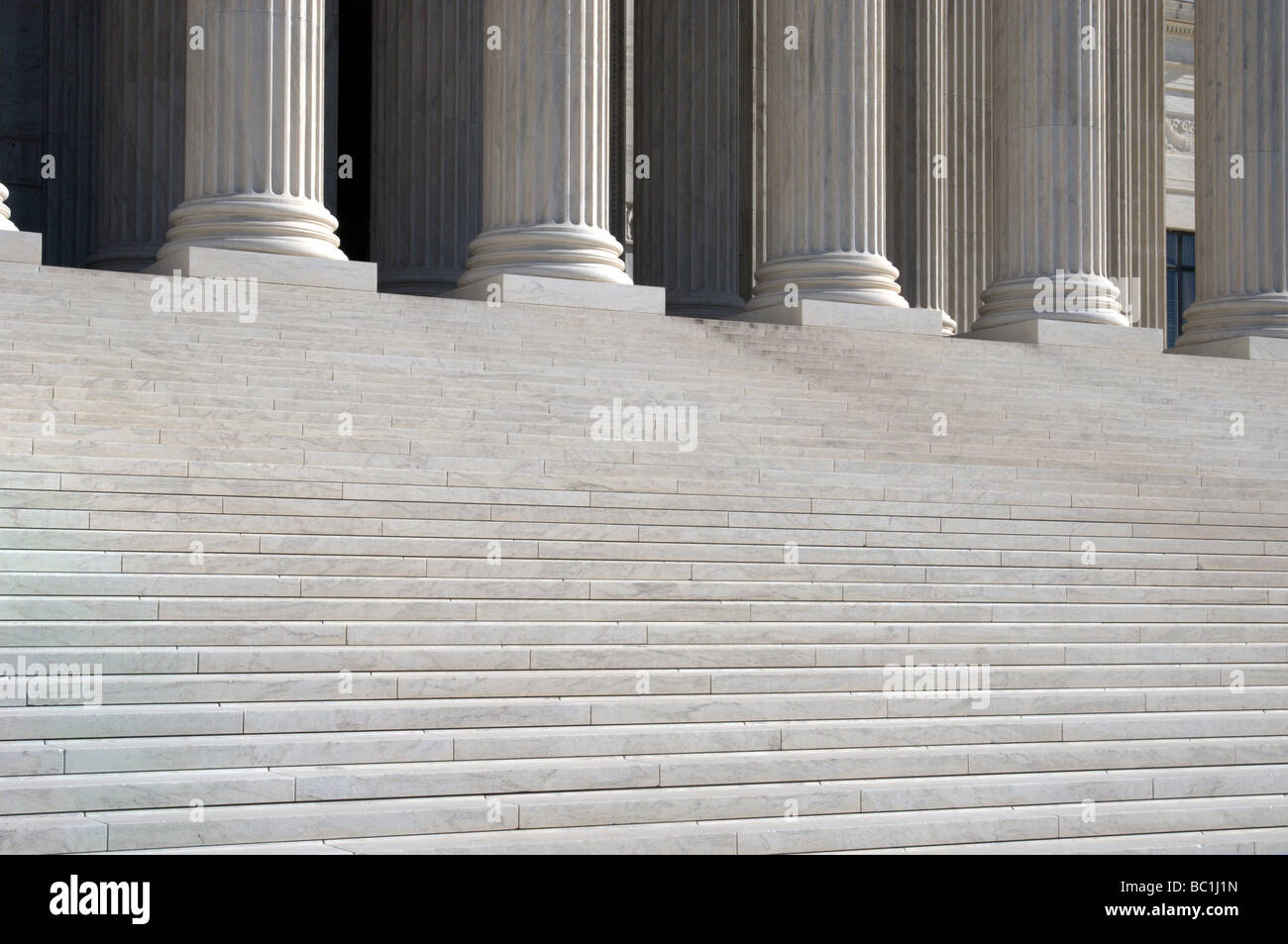 Columns and Stairs of the United States Supreme Court Building in Washington DC Stock Photo