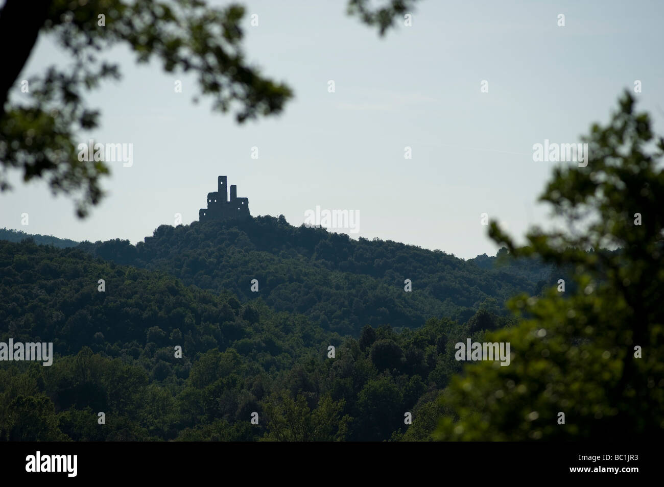 Castle ruin in a deep dark forest between Murlo and Casciano Tuscany Italy Europe Stock Photo