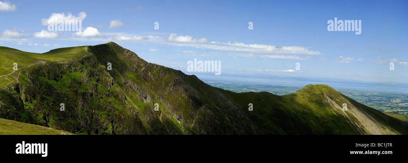 Hopegill Head and Ladyside Pike Panorama, From Grisedale Pike, English Lake District Stock Photo