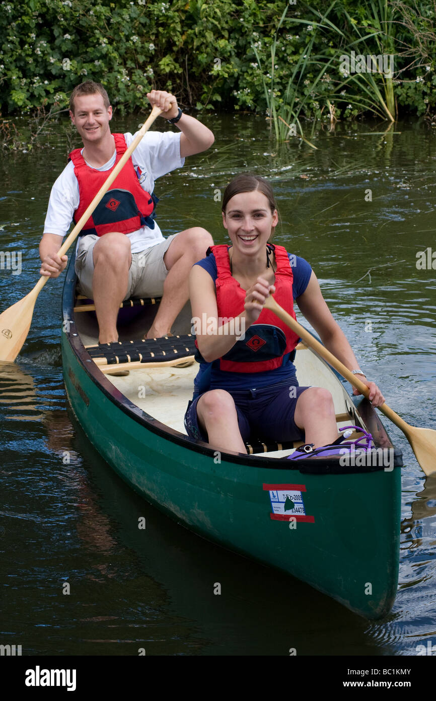 canadian canoeists fish pass canoeing canoe river medway kent england