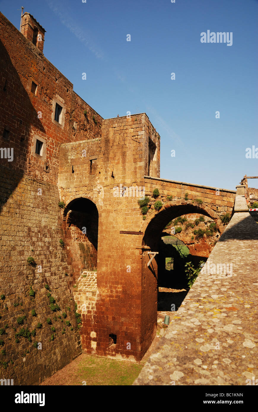 Celleno castle, Lazio county, Italy, Europe. The old 11th century castle was built in tuff blocks and was  probably built on a pre-existing settlement Stock Photo