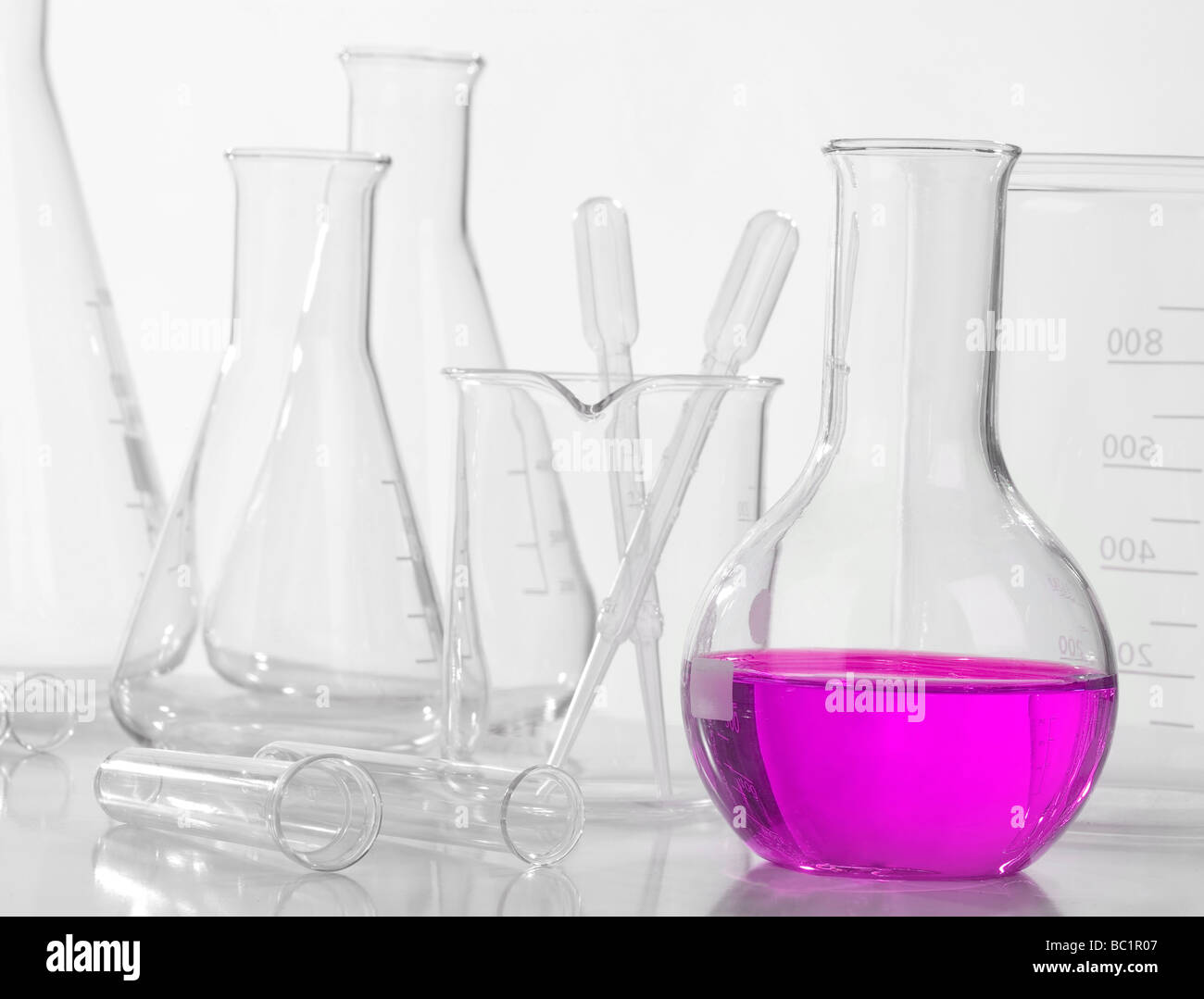 Glass laboratory equipment for science research Stock Photo Alamy