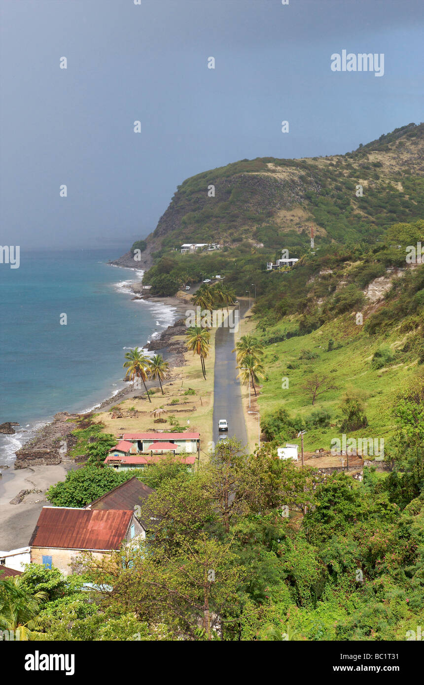 Sint Eustatius elevated view of Oranje beach of Oranjestad Stock Photo