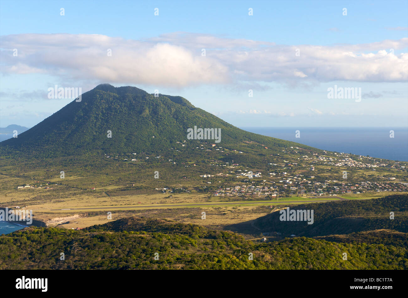 Aerial view of Sint Eustatius and the Quill Stock Photo