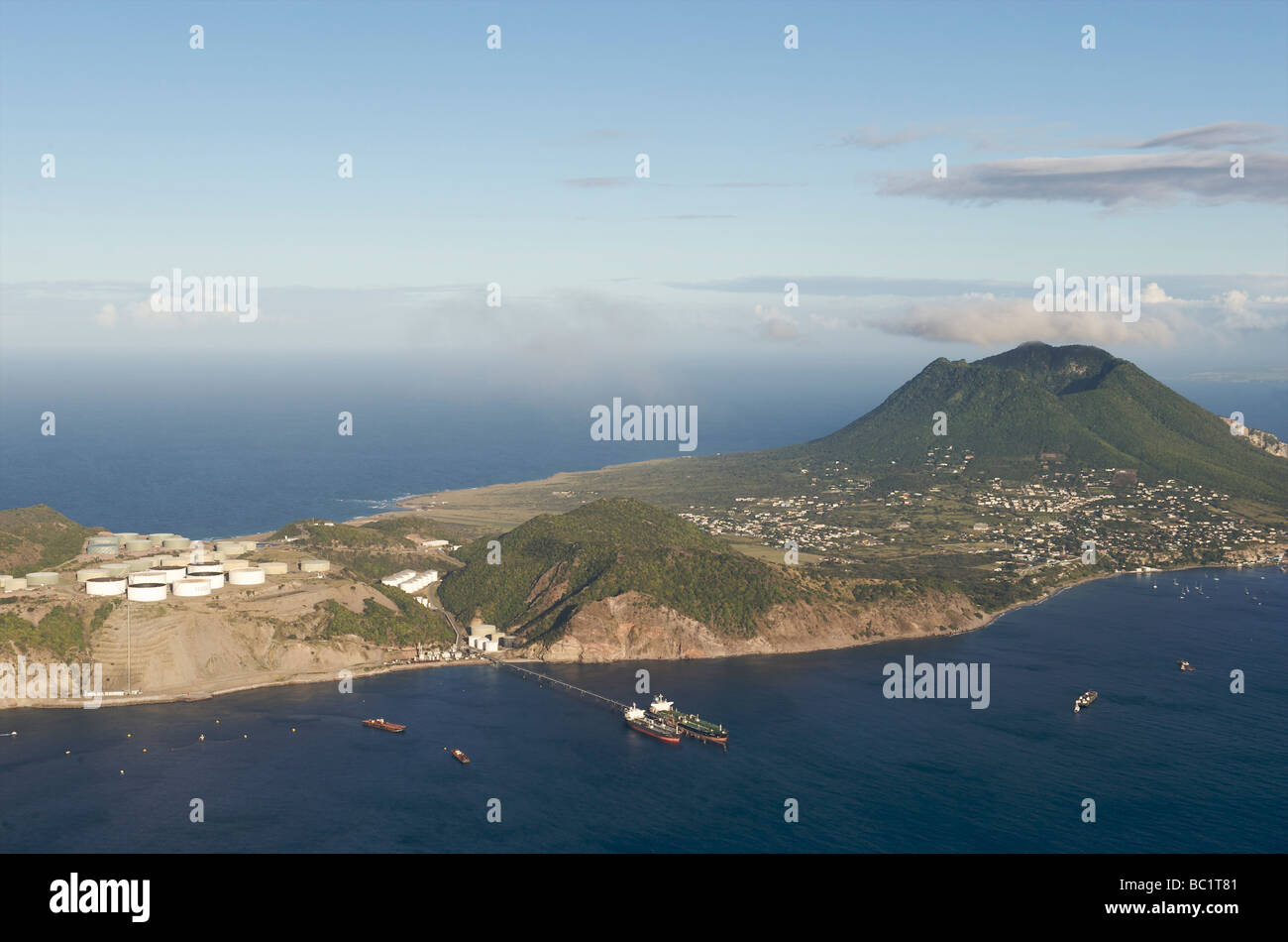 Aerial view of Sint Eustatius and the Quill Stock Photo