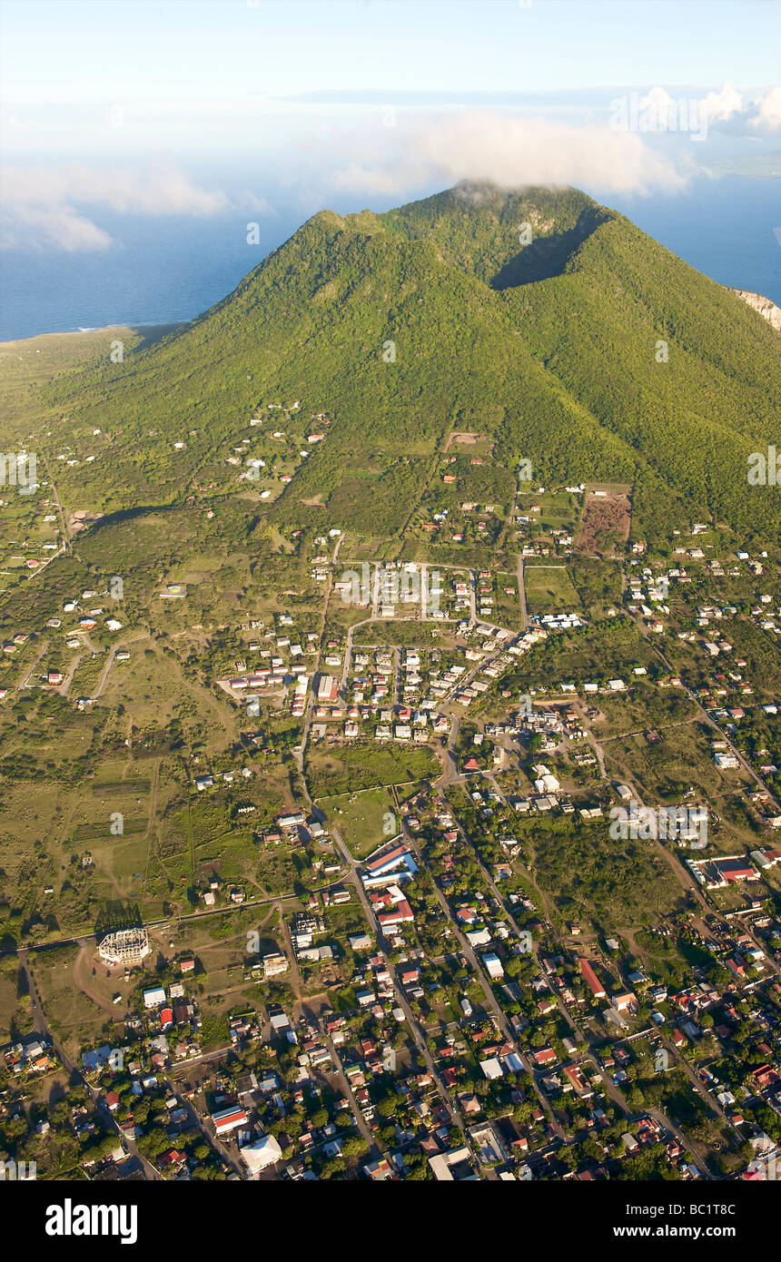 Aerial view of Sint Eustatius and the Quill Stock Photo