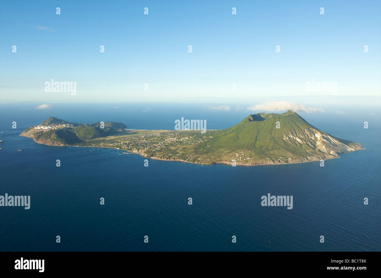 Aerial view of Sint Eustatius and the Quill Stock Photo