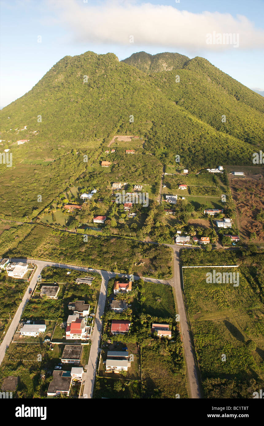 Aerial view of Sint Eustatius and the Quill Stock Photo