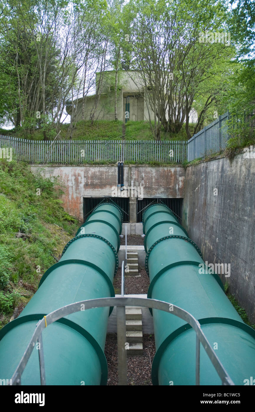 Hydro electric water delivery pipes scotland Stock Photo