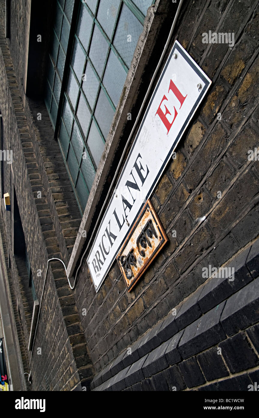 brick lane road sign, the famous street of curry restaurants in london ...