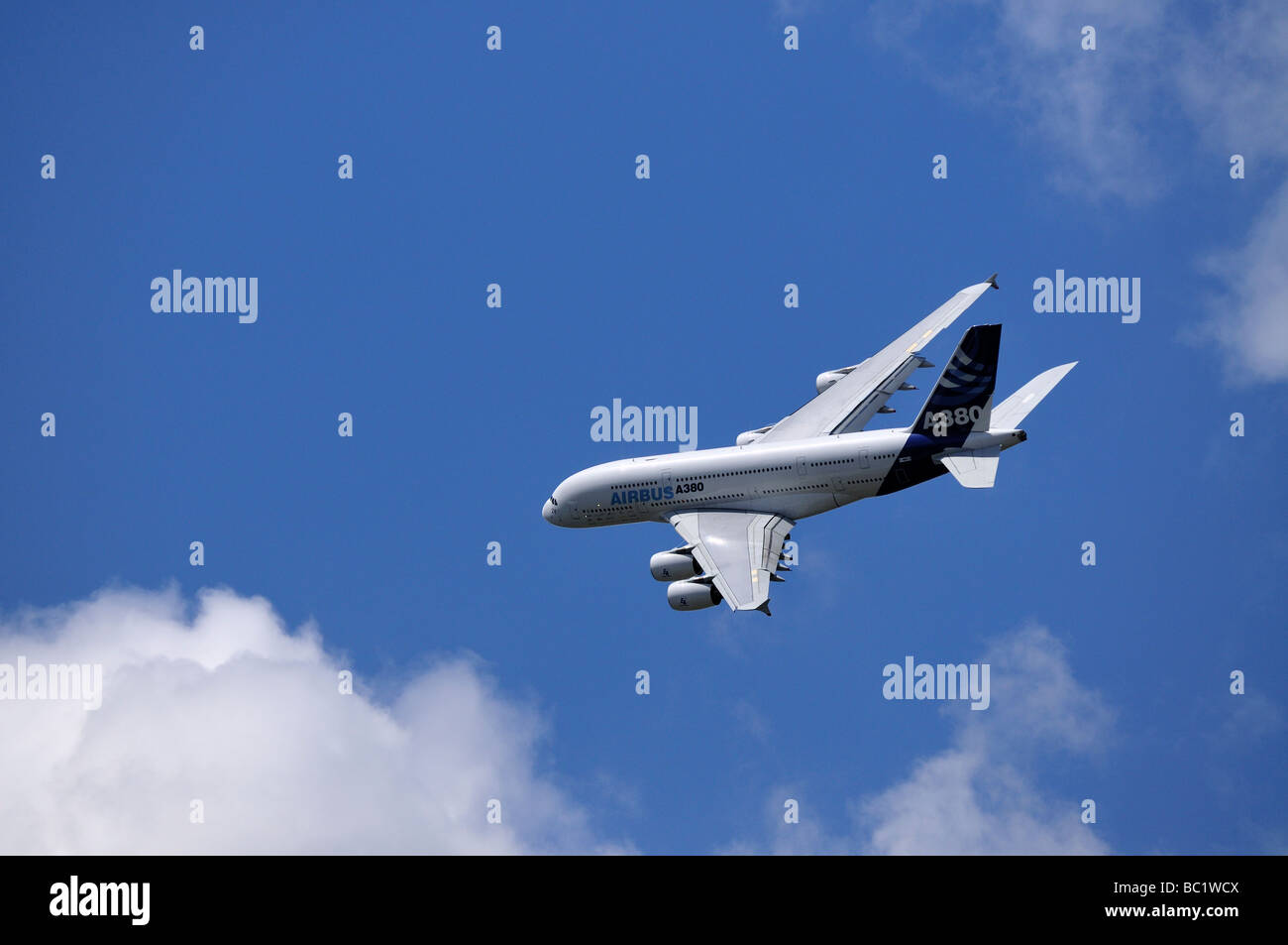 Airbus A380 airliner passenger plane at Air Show Paris Le Bourget Stock Photo