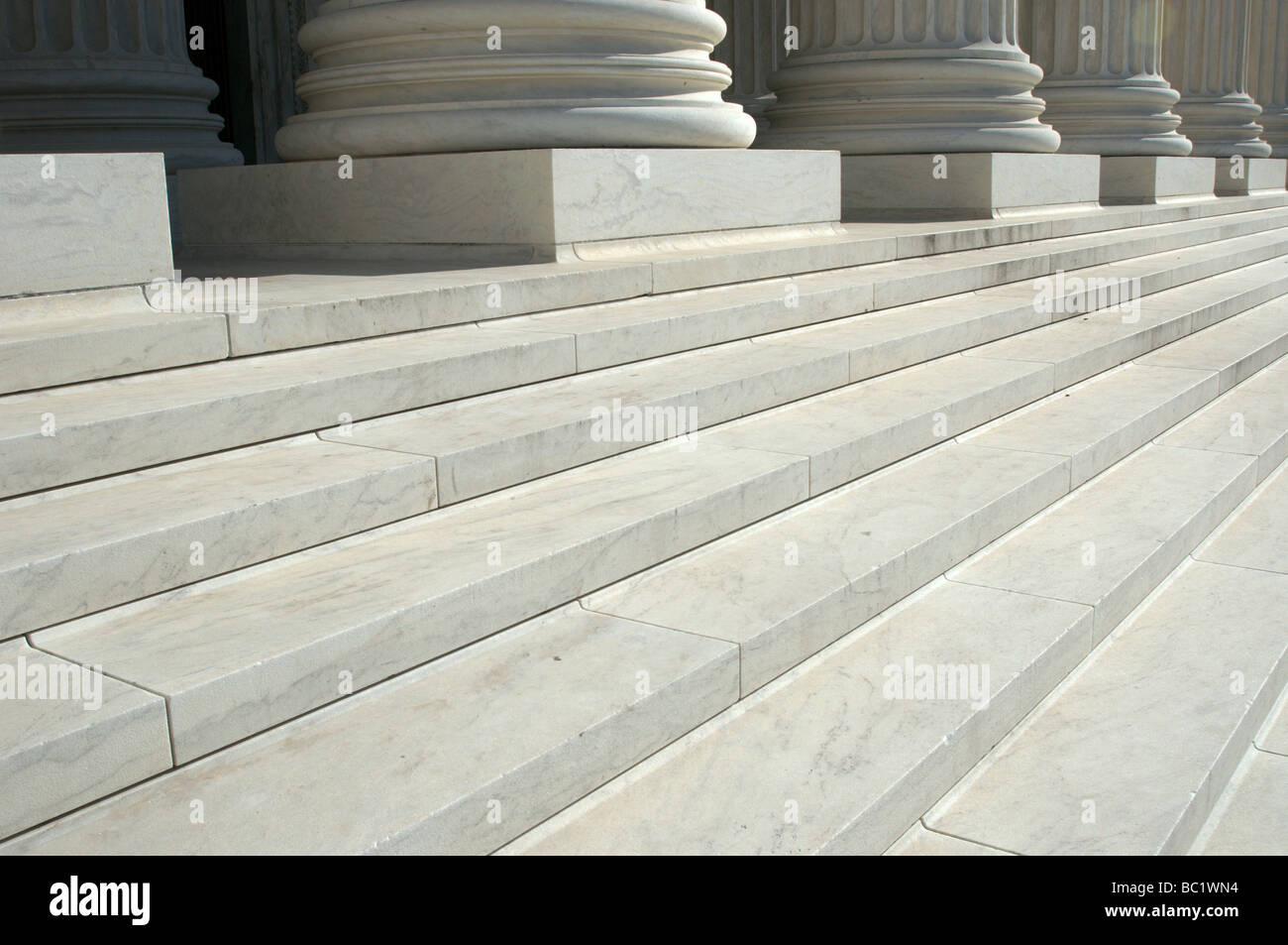 Columns and Stairs of the United States Supreme Court Building in Washington DC Stock Photo