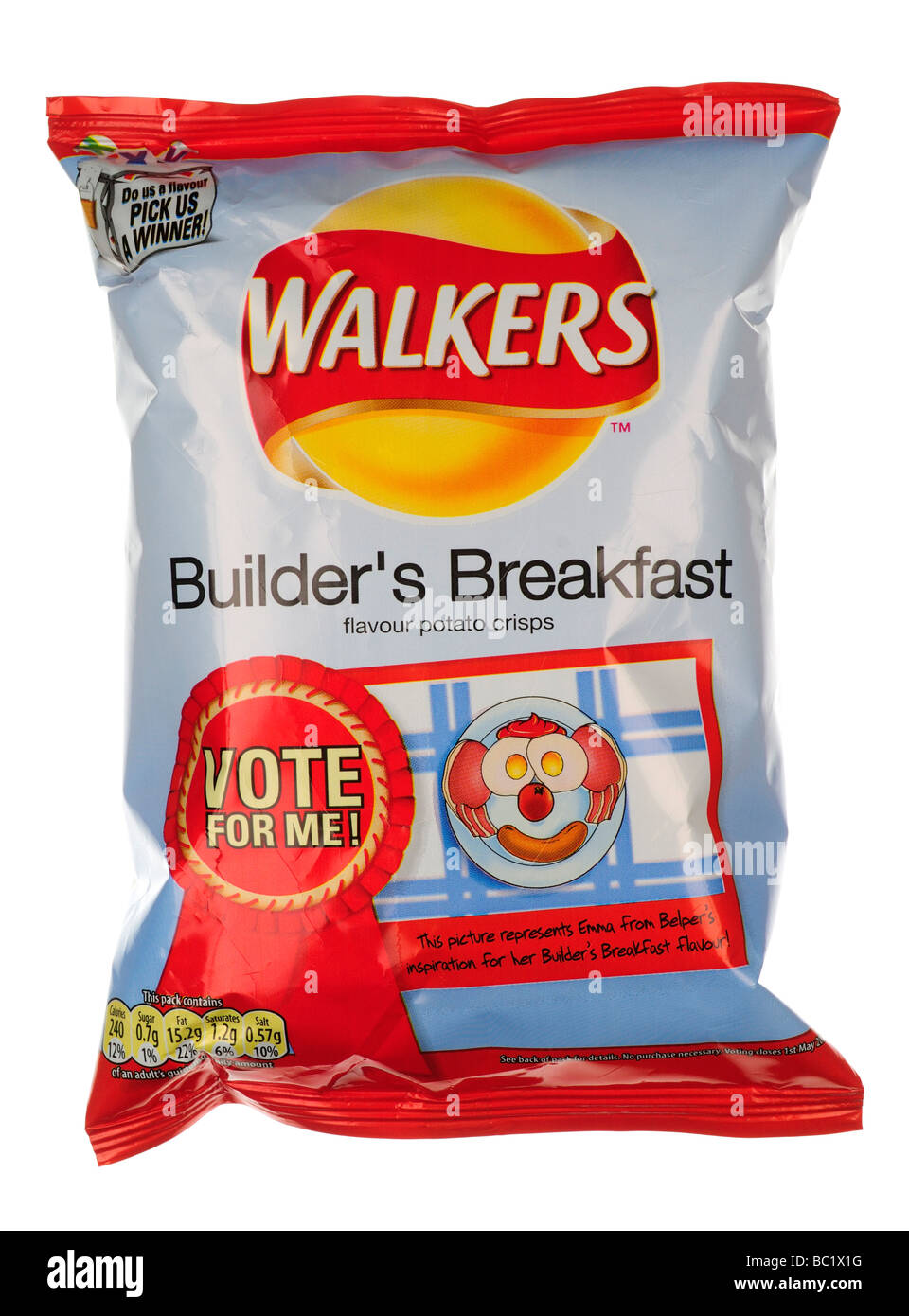 The Winner of Walkers Vote for a Flavour Competition Builder s Breakfast Flavour Packet of Walkers Crisps Stock Photo