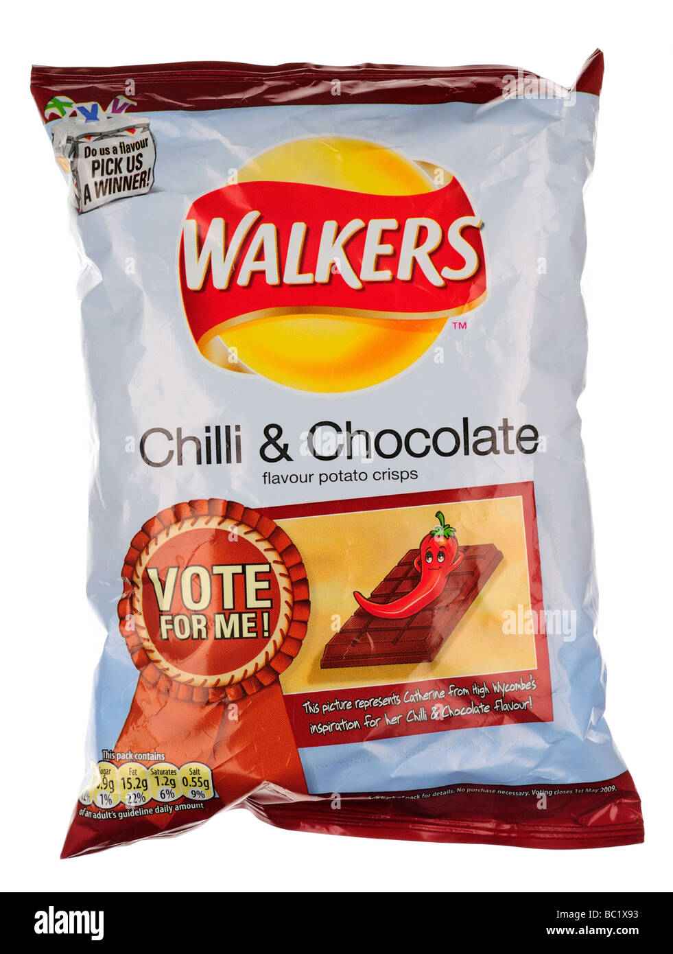 Packet of Walkers Chilli Chocolate Flavour Crisps Stock Photo - Alamy