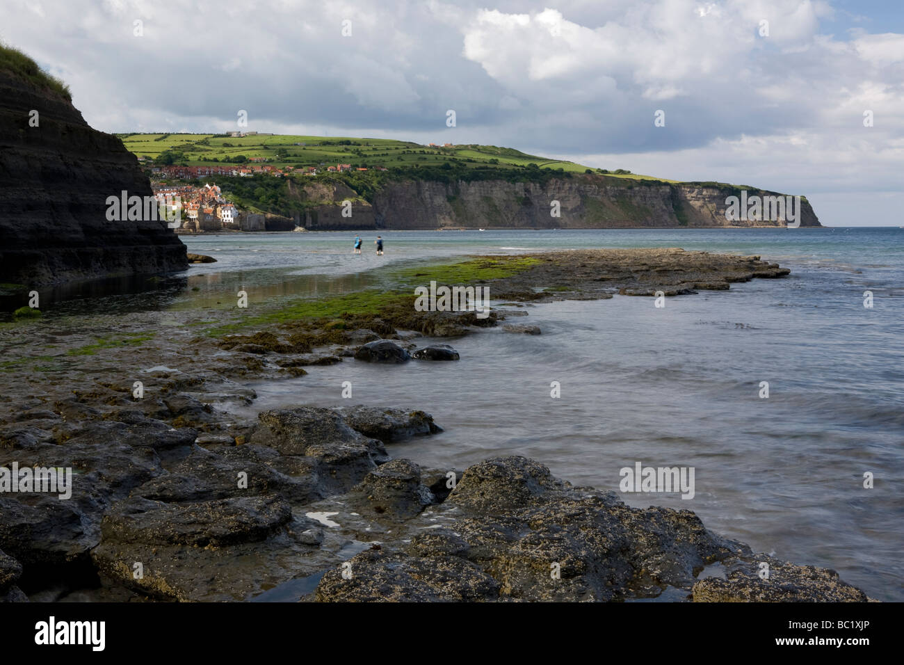 Looking from Boggle Hole towards Robin Hood's Bay on the North Yorkshire Coast of England Stock Photo