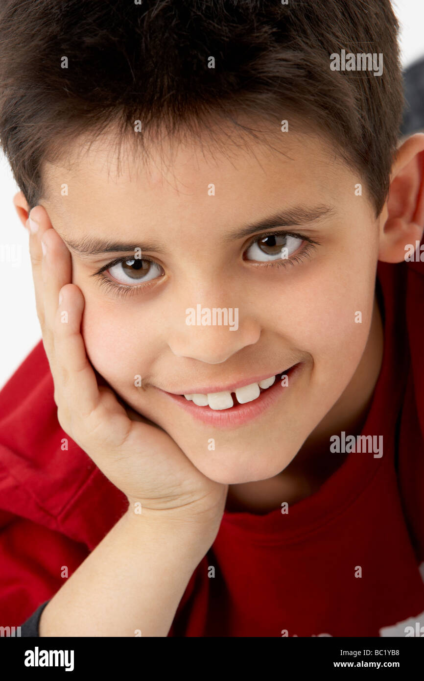 Portrait Of Smiling Young boy Stock Photo - Alamy