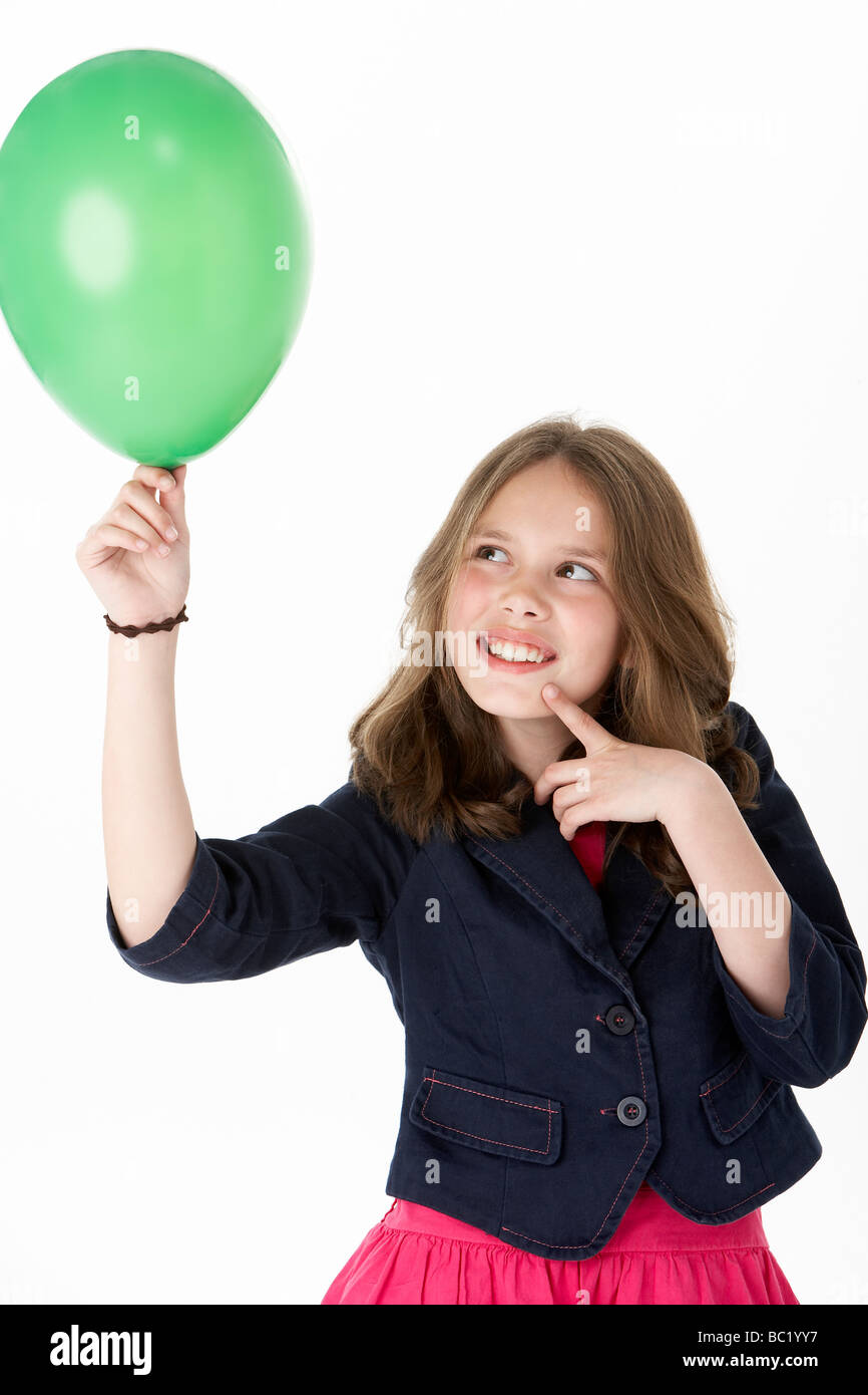 Young Girl Holding Party Balloon Stock Photo Alamy