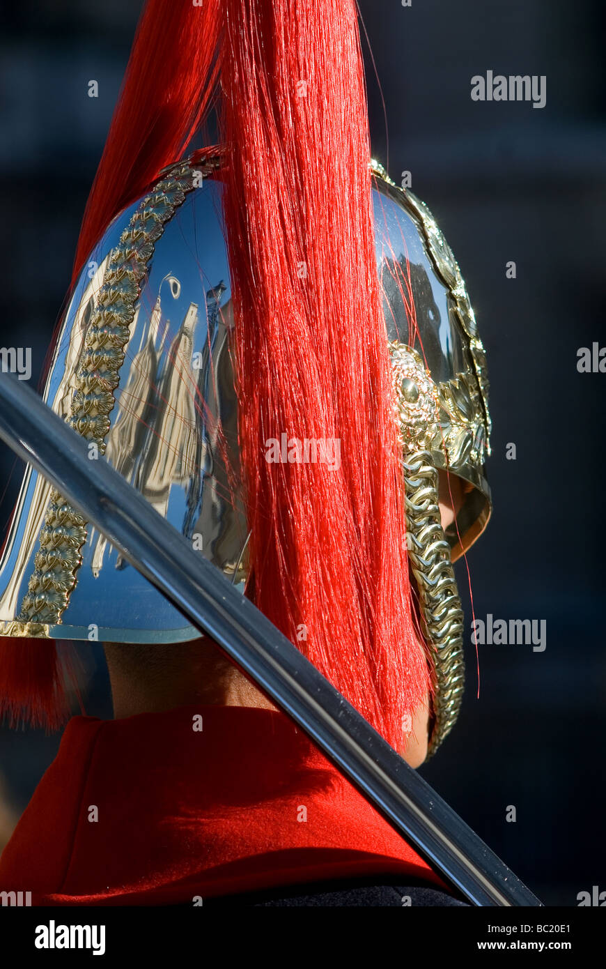 Reflection in the helmet of a Horse Guard in Duty at Whitehall Stock Photo Alamy