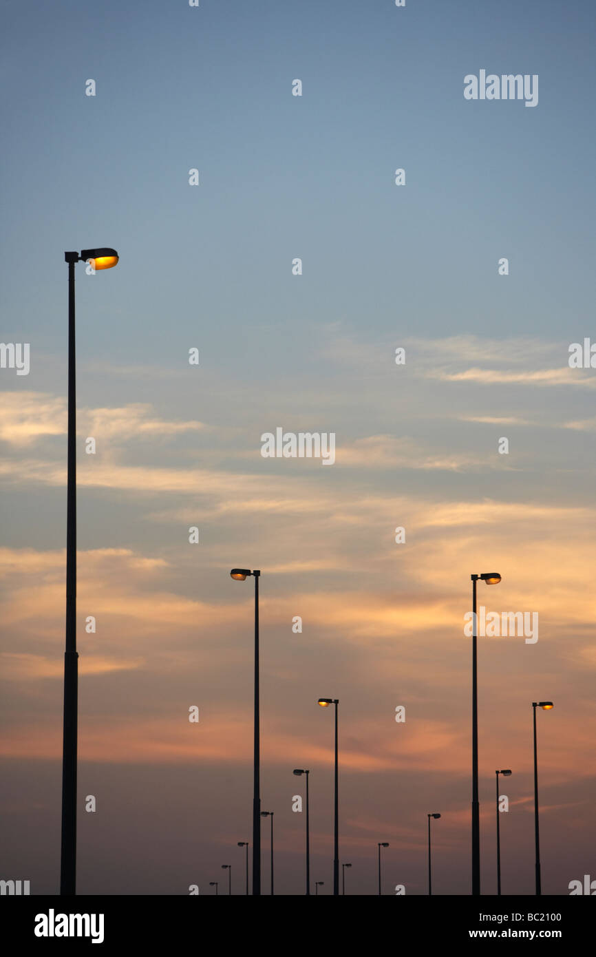 Street Lights At Dusk Stock Photo