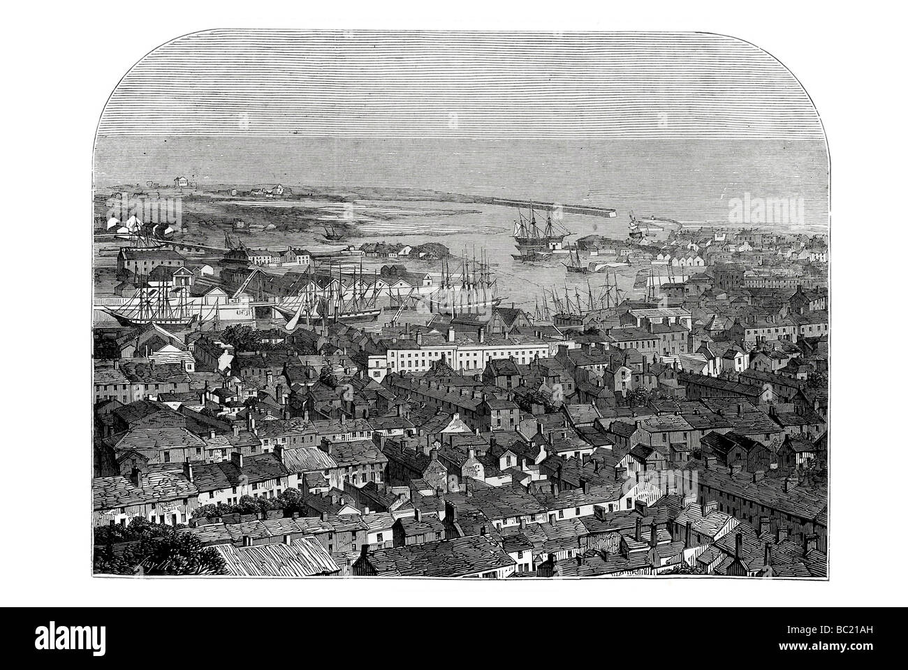 swansea and the harbour from a daguerreotype Stock Photo