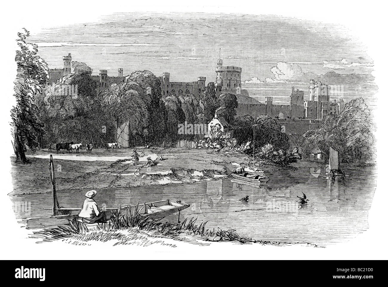 windsor castle from the thames Stock Photo Alamy