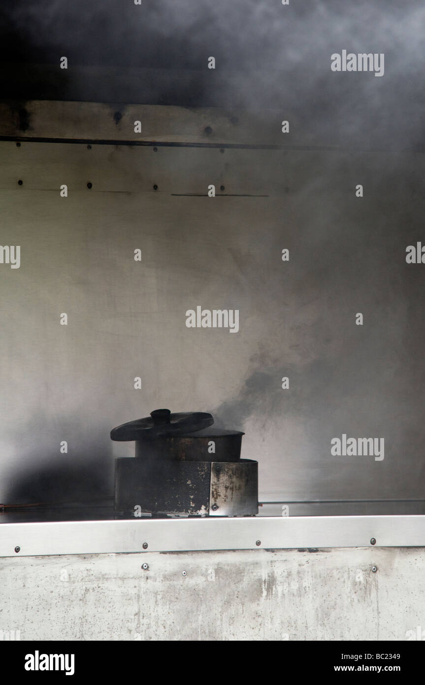 Fire demonstration of unattended burning chip pan/cookery show in