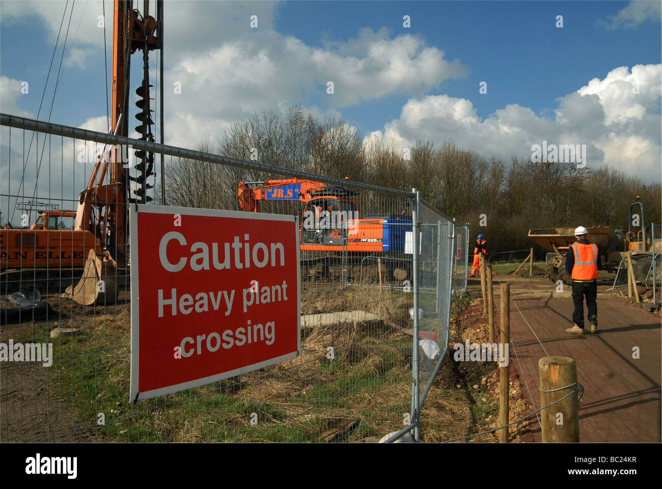 Construction work at Trumpington on the Cambridgeshire Guided Busway