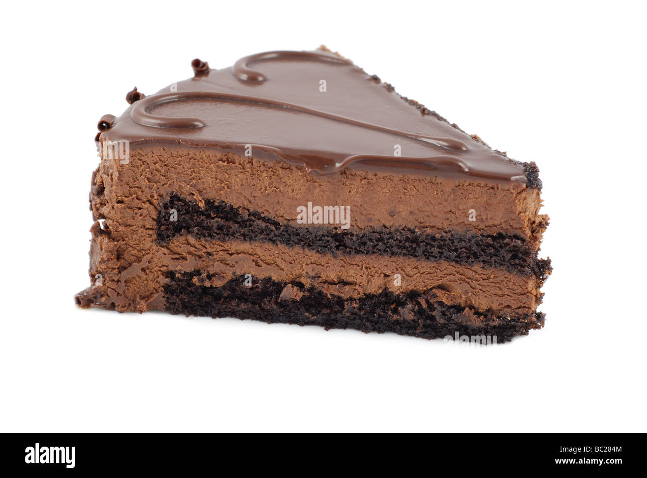 Slice of chocolate cake Stock Photo