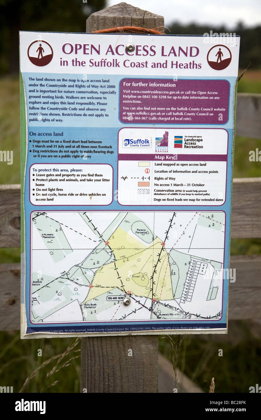 Open Access Land Map England Open Access Land Sign Map Stock Photo - Alamy