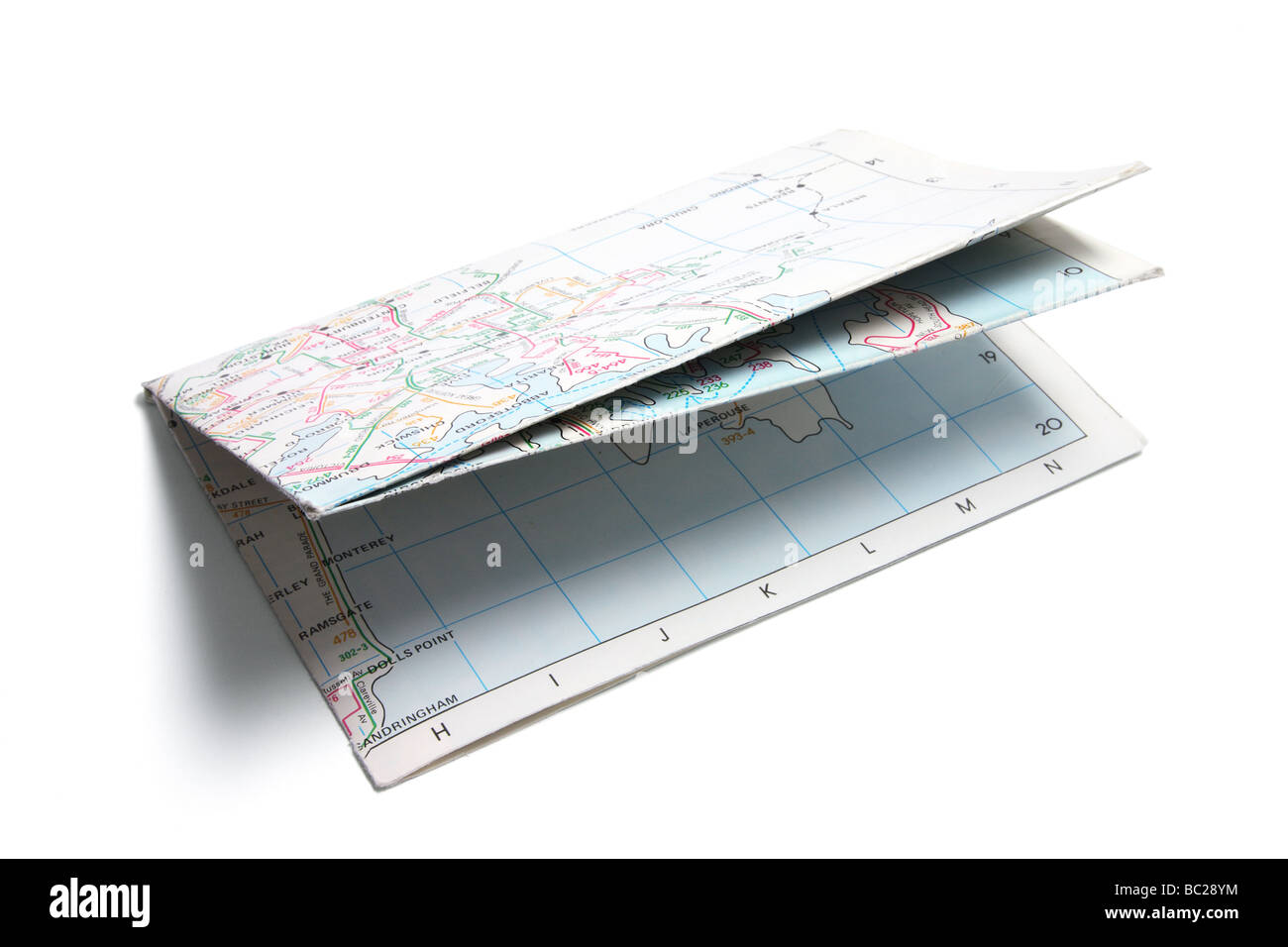 Folded Paper Street Map Stock Photo - Alamy