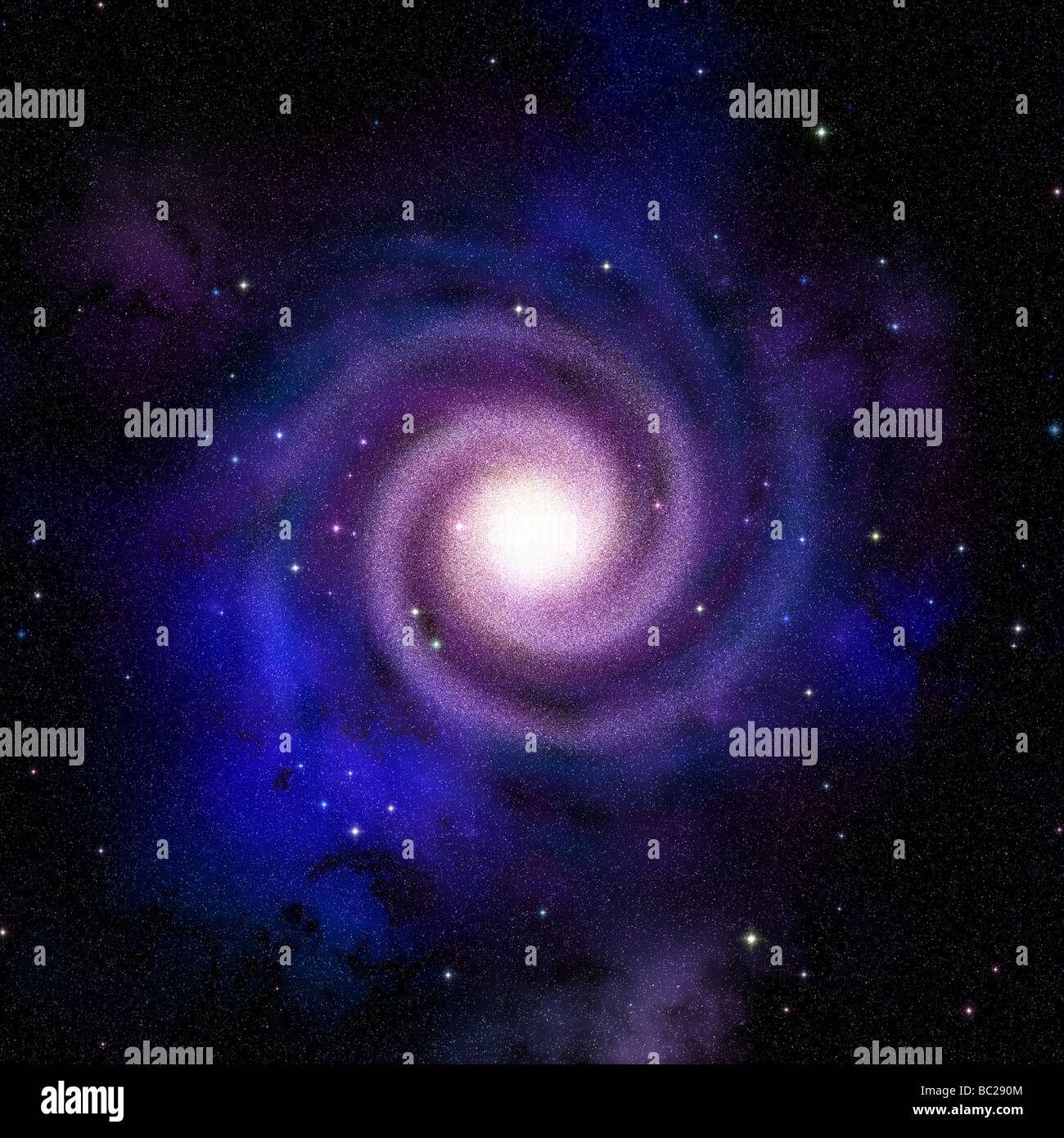 Spiral galaxy top view hypothetical presentation of our own galaxy Milky Way Stock Photo
