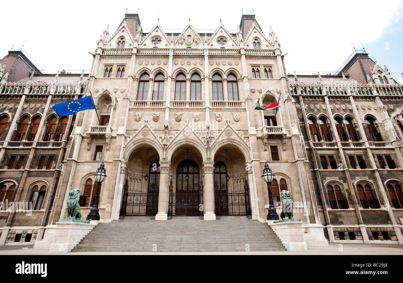 Entry of the parliament in Budapest Stock Photo