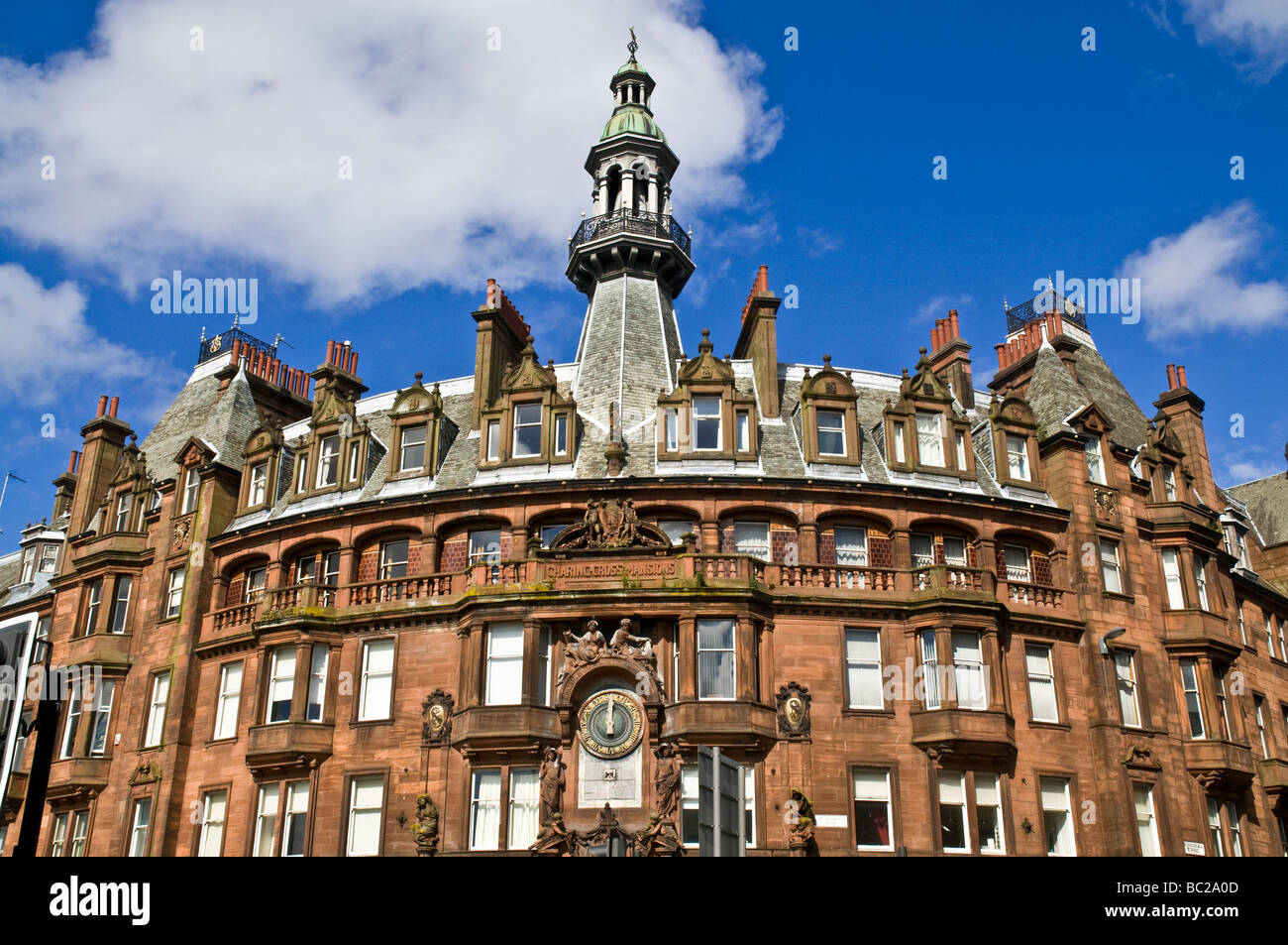 dh Charing Cross Mansions SAUCHIEHALL STREET GLASGOW SCOTLAND St Georges street mansions tenements building tenement red sandstone united kingdom Stock Photo