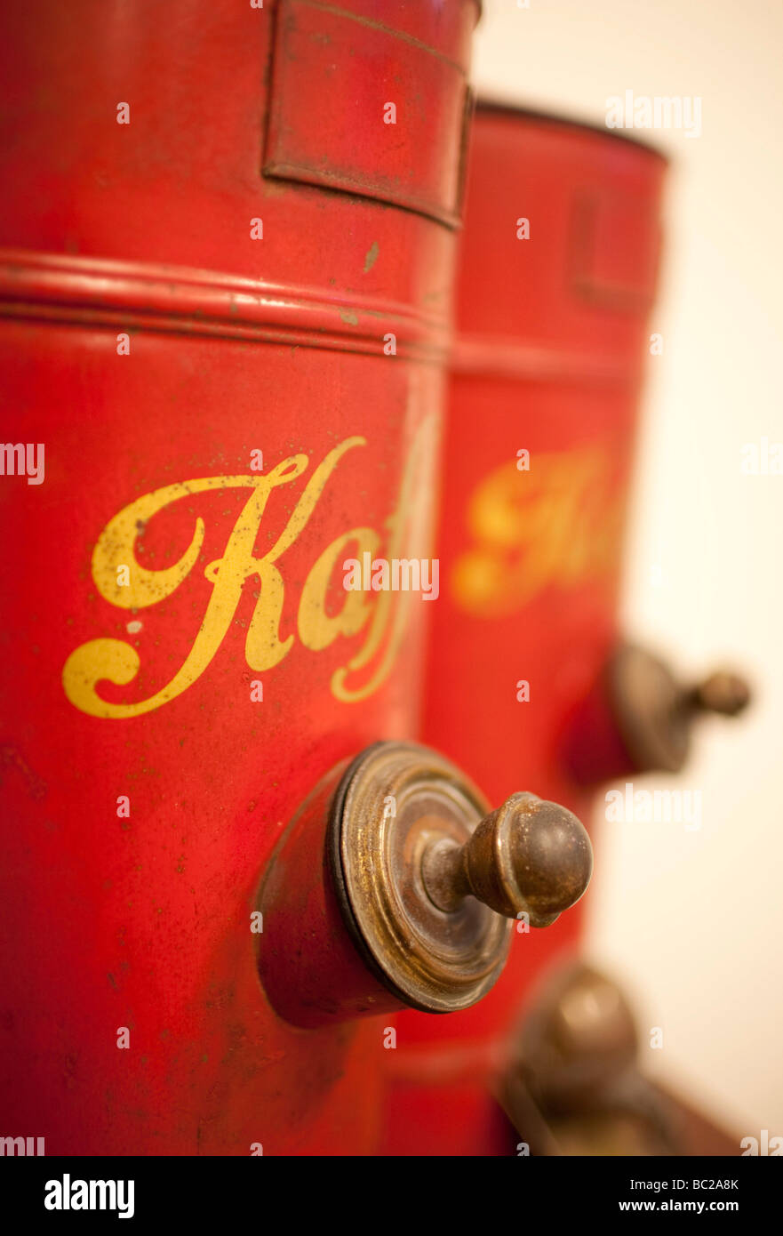 Metal coffee dispenser Stock Photo