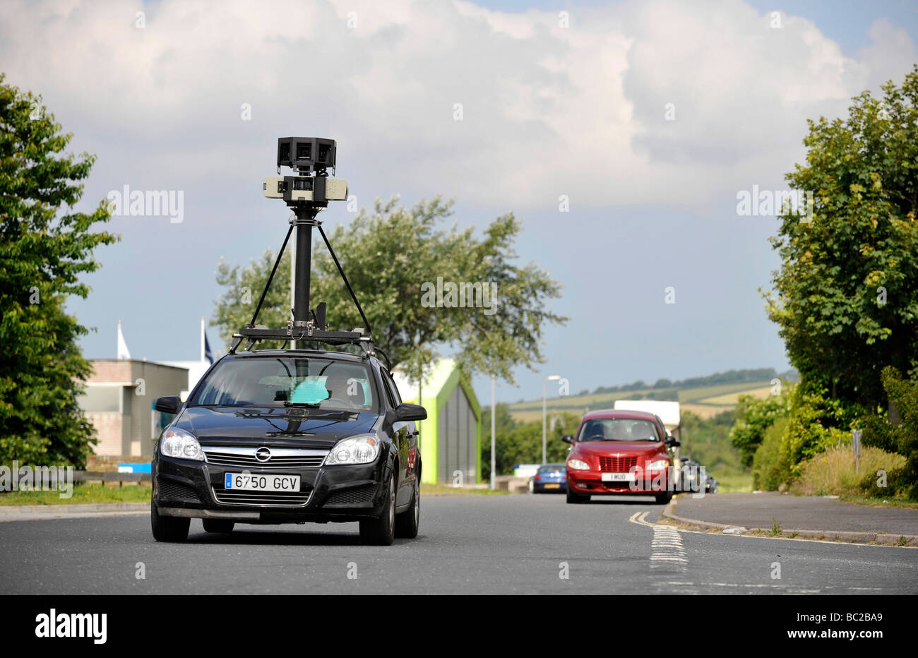 Google car street view drives around Barnstaple Devon mapping out uk Stock Photo