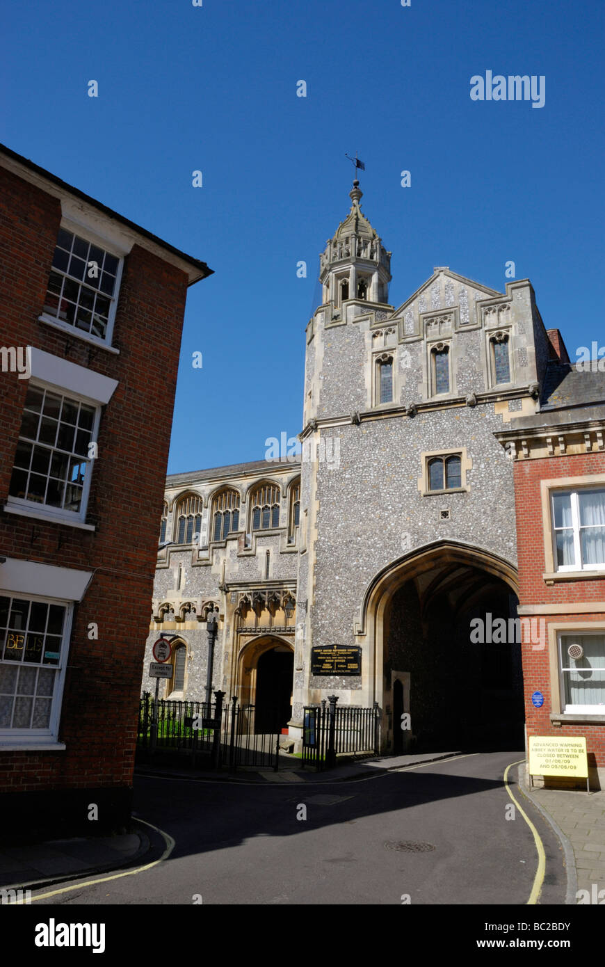 Abbey Gateway former entrance the medieval abbey Romsey Hampshire England Stock Photo