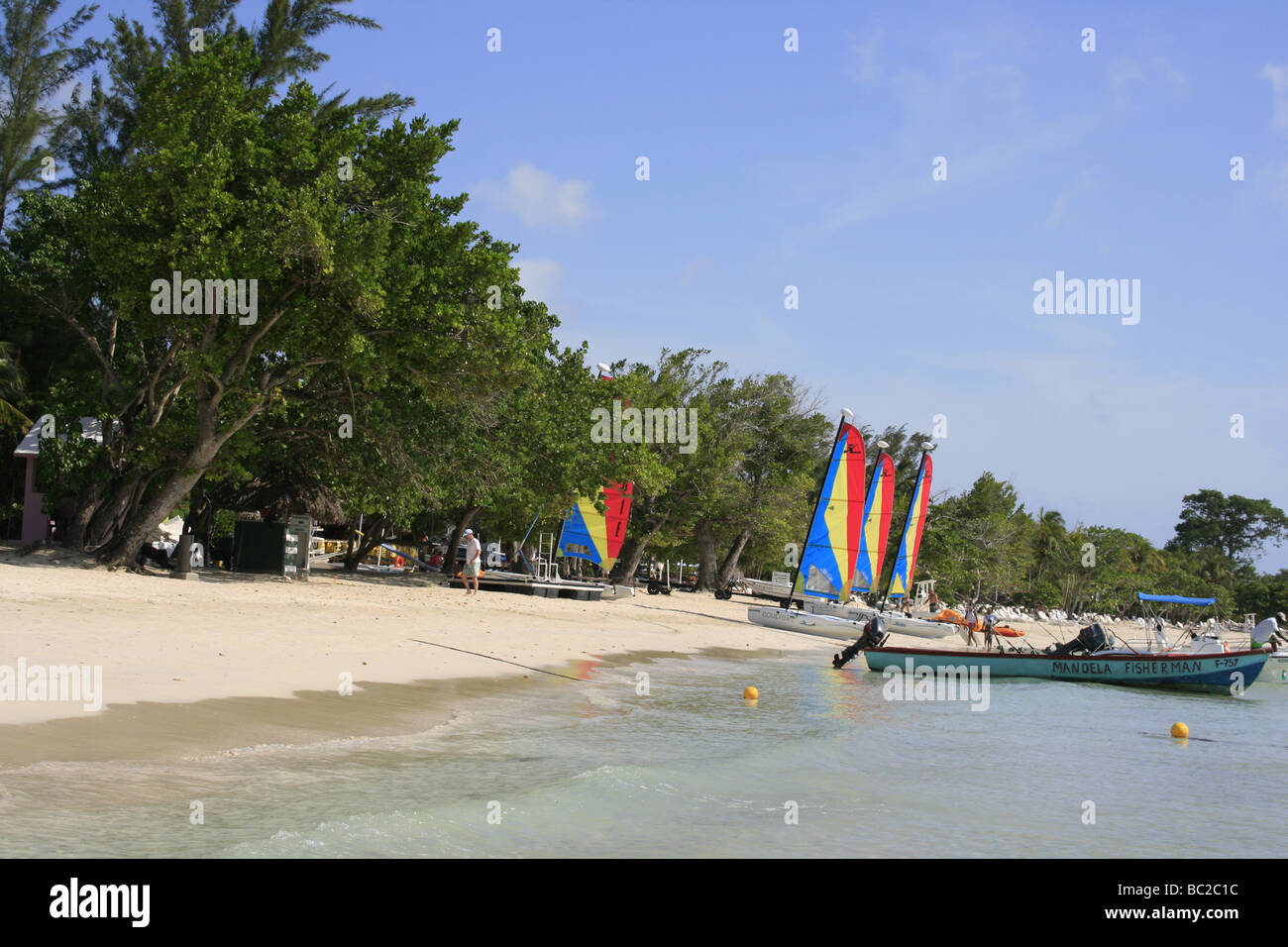 The sandy beach at Bloody Bay in Jamaica Stock Photo
