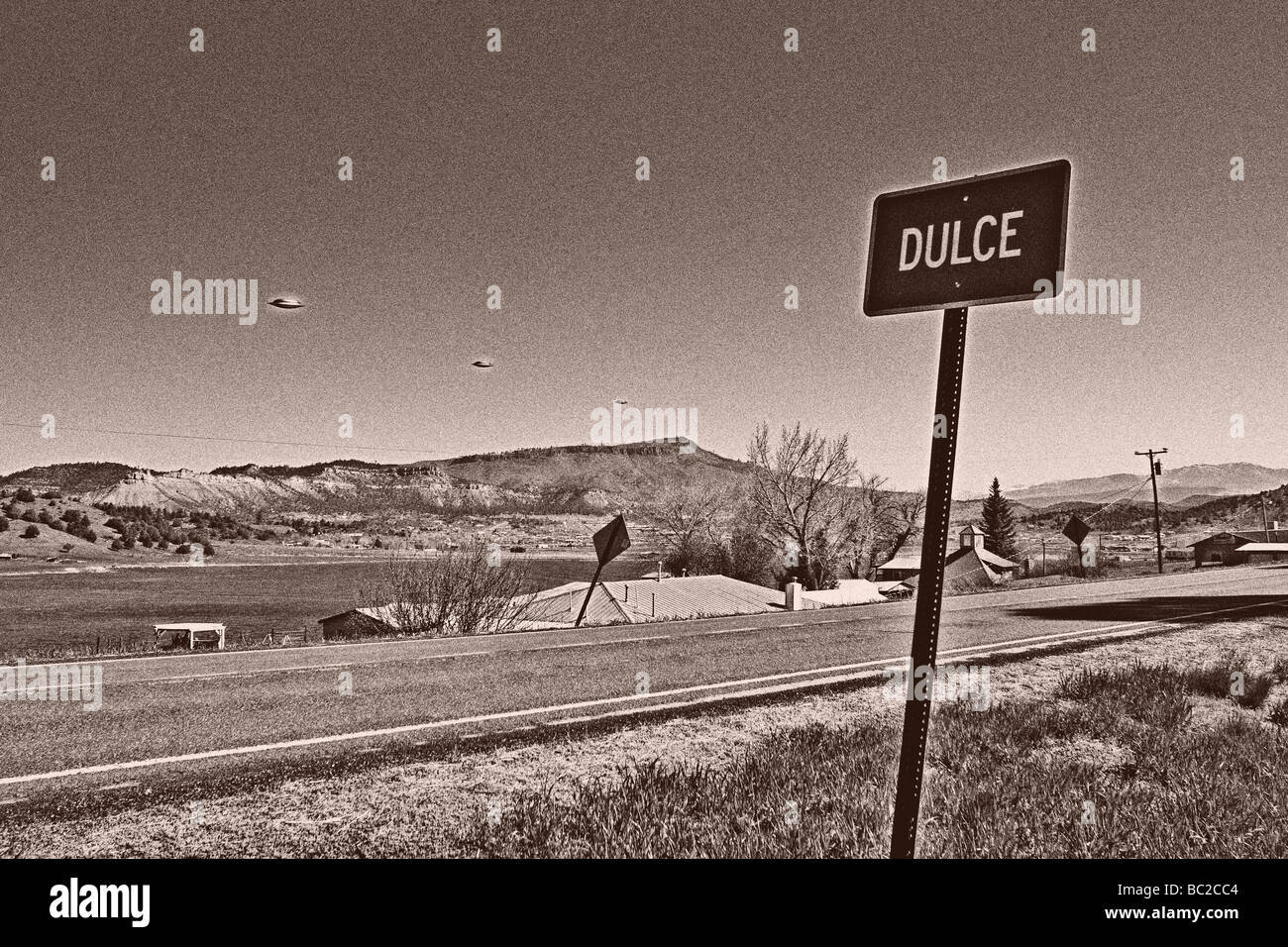 UFO sighting in Infrared, Dulce, New Mexico, USA Stock Photo