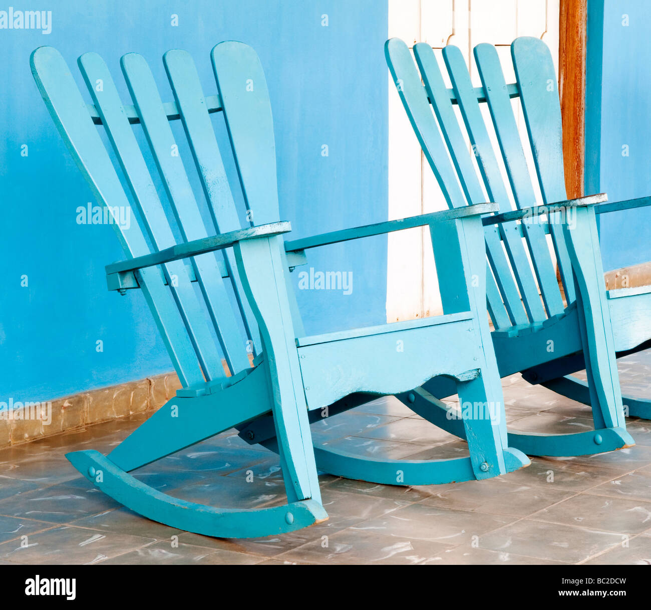 Traditional rocking chairs in Vinales, Cuba, Caribbean Stock Photo