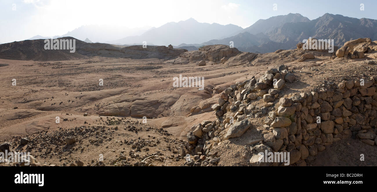 Panoramic shot taken from the Roman fort at Badia, Red Sea Hills, Eastern Desert, Egypt Stock Photo